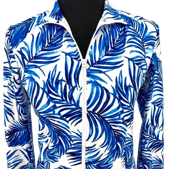NWT Tommy Bahama Golf Full Zip Activewear Jacket Sz.XS UPF Blue Botanical Print - Picture 4 of 8